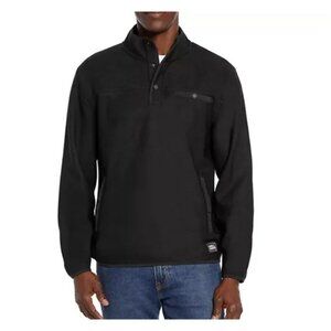 Eddie Bauer Mens Sweater Size XL Black Henley Fleece Mock Neck Pullover Outdoors